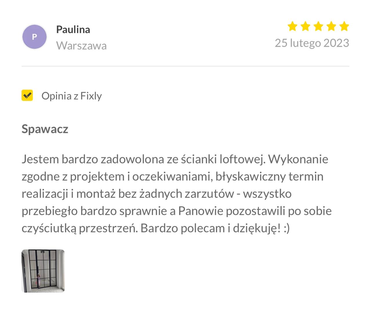 Opinia klienta 1
